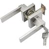 Qrity Serratura per Porta a Leva D'ingresso, Maniglie Porta in Lega di Alluminio per Porte Interne, Camera da Letto e Ufficio, Dimensioni Scrocco 60 / 70mm, Argento, Quadrato