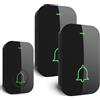XUNIVERS Campanello senza fili, pulsante per campanello, campanello impermeabile IP55 con 2 ricevitori plug-in, volume regolabile, 5 livelli di volume, 60 melodie, portata di funzionamento di 400 m