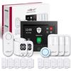seQrell® Impianto Allarme Wireless WiFi e GSM 4G, Antifurto casa wireless, Kit Allarme Casa Senza fili, 7" Touchscreen e 5000mAh battarie, con App, Alexa, rilevamento perdite d'acqua, SQ7024B