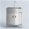 Leaceuv Lavandino da Esterno in Acciaio Inox con Mobiletto e Rubinetto, Lavello Cucina Esterna Autoportante, Lavatoio Professionale da Cucina per Giardino, Garage e Barbecue(60x45x80cm)