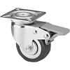 bricoleva.it Ruota Carrello 50mm - Con Freno Nero - Fissaggio con Piastra - Portata 35 Kg per Ruota - Ruota per Mobili e Carrelli - Rotella per Mobili Pesanti - Ruota Girevole 360 gradi Banco da Lavoro