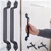 WEBI Maniglie per Porte,28cm Maniglia porta Scorrevole,Maniglia Della Porta a Ghisa,Maniglia per Porta a Fienile,Maniglione porta Esterna,Nero,2 pezzi