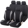 TETARI Copri Sedili Auto Per Fiat Per Panda Coprisedili per auto Stile classico Nero Auto Set Coprisedili(Gray full set)