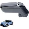 r. RATI Bracciolo a 2 braccioli, compatibile con Toyota AYGO X Hibrido 2026 [nero, pelle vegan], con vano portaoggetti
