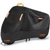 SECELES Telo Moto Impermeabile da 300D tessuto Oxford, Telo Coprimoto Esterno Interno con 4 strisce riflettenti e 2 fori di chiusura Copertura moto Universale per Scooter Motocross (XL: 220 x 95 x 125 cm)