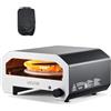 VEVOR Forno per Pizza da Esterno, Macchina per Pizza Portatile a Gas Propano da ca. 406 mm, con Rotazione Elettrica, Pietra Spessa, BorsaTrasporto, per Campeggio all'Aperto in Giardino, Patio