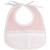 Filet - Bavaglino da Ricamare, Realizzato in Spugna di Cotone Rosa, Dettagli in Pizzo Sangallo, Sbieco Multicolor, Tasca in Tela Aida, Ideale per i Neonati, Made in Italy, Colore Rosa