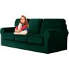 UNBBRRL Copridivano Ektorp Copri Divano in Velluto, Rivestimento Individuale del Cuscino E dello Schienale Salvadivano Lavabile Mobili Protector (Verde,3 posti 7 pz)