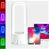 ALACOO Luce notturna RGB, lampada da comodino dimmerabile a 3 vie, con 1 porta di ricarica USB e 1 porta di tipo C, luce LED RGB per camera da letto/soggiorno, luce per bambini e adulti, lampada di