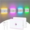 AVEKI Luce notturna con sensore di movimento, luce notturna a LED ricaricabile a 7 colori, con sensore dal tramonto all'alba, mini luci dimmerabili per scale, corridoio, piccole luci da parete per