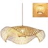 NOCHX Retro Stile bambù Tessuto Lampadario da Soffitto Sala da tè Rattan Fatto A Mano Tessuto Lampadario Lampada di Onda Forma Lampada Sospensione Scala bambù Arte Luce(55cm)