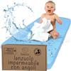 Bisoo Lenzuolo Magico 35x75 Blu Lenzuolo con Angoli per Navicella | Lenzuolo e Coprimaterasso in Un Pezzo, Risparmio, Impermeabile, Traspirante, Silenzioso, Cotone Jersey Oeko-Tex