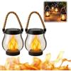Genérico Lanterna solare, lampada solare impermeabile per esterni, con ricarica USB e effetto fiamma, decorazione con bagliore di fuoco per giardino, casa, balcone, terrazza, patio, ingresso