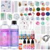 SUNXBUK Resina Epossidica Trasparente,Kit Resina Epossidica Completo con Stampi,1:1 408 ml,Accessori per DIY,Regali per feste,Decorazioni Fatte a Mano,per Realizzare Portachiavi, Collane Piccoli Ornamenti