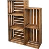 PINEEA Cassette Legno Vintage Fiammato - Cassetta di Legno 50x40x30 - Multifunzionali Decorative - Per Frutta, Verdura, Vino o Libri (5 Pezzi)