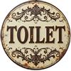 Rsliokal Targa rotonda in metallo con scritta in lingua inglese Toilet Direction, decorazione da parete vintage per casa, bar, caffetteria, poster in metallo, 20,3 x 20,3 cm