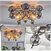 hofstein Plafoniera Milheiros di HOFSTEIN, lampada da soffitto in metallo/vetro nei colori nero/fumo, lampada moderna dal design retrò/vintage (Ø 55 cm), E14, sala da pranzo, soggiorno, camera da letto, cucina