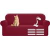 Hengrongshen Copridivani Elasticizzati, Copri Divano 1/2/3/4 Posti con Braccioli, Copridivano Universale per Animali Antigraffio & Impermeabile (3 Posti, 180-230 cm, Vino Rosso‌)
