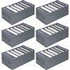 kiximay Organizer Armadio Salvaspazio 6Pcs, Organizer Cassetti Armadio Pieghevole con Manico, Organizer per Armadio più Spessi con 7 Scomparti per Jeans, Magliette, Pantaloni ecc (34 * 17 * 12cm)