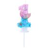 EAKE Candela di compleanno con numero 1 sirena, glitter rosa e blu con perla, conchiglia e coda di pesce, decorazione per torta a tema oceano per feste sotto il mare