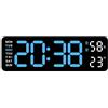 Lancoon Orologio da parete digitale con doppio allarme temperatura umidità calendario LED ampio display luminosità regolabile plug-in snooze per soggiorno tavolo camera da letto