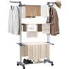 Ribech Asciugabiancheria a Torre con Rotelle | Stendibiancheria 4 Piani in Acciaio Inox con 6 Ali Piegevoli | 76x50x172 cm | Compatto per Balcone Bagno & Giardino | Grigio