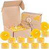 BeesWax World - Candele 100% cera d'api con stoppino in cotone - 4h di combustione - Set da 10 o 50 pezzi - Candele ecologiche in cera d'api con plastica riciclata (32, Trasparente)
