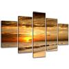 Visario quadro su tela spiaggia tramonto mare 200 x 100 cm 5 parti stampa