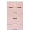 Endingfuny 6 cassetti in plastica, cassettiera per comodino, cassettiera con serratura e 4 ruote, per soggiorno, camera da letto, colore rosa