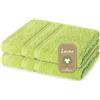 Lavea® 2 Lavette Bagno 30x30 cm in Spugna di Cotone Bio 100% Morbidi e Assorbenti, per Casa Hotel Spa - Ideali anche come Asciugamano Viso e Bidet - Verde mela