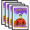 SparklyHome Confezione da 4 cornici per fumetti con tappetino bianco, protezione UV, cornice nera per fumetti fino a 17,1 x 26 cm, adatta per borse e custodie per fumetti, da parete o da tavolo