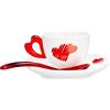 Guzzini Porcellana, GZ11410065 Love Set 2 Tazzine da Caffe' 250 Millilitri con Piattino Rosso