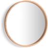 Mobili Fiver, Specchio rotondo Olivia, diametro 64, Rovere Rustico, Specchio per Camera, Corridoio, Ingresso, Soggiorno, Made in Italy