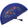 Tmboryuu Ventaglio tradizionale spagnolo a doppia faccia in seta con elegante decorazione floreale forniture per feste decorativo pieghevole
