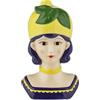 Baroni Home Vaso Decorativo in Ceramica Dipinta a Mano, Vaso da Interno e da Esterno per Piante e Fiori, Soprammobile Moderno e Colorato, Linea Frutta, 11x8,5x18 cm, Limone/Grande