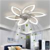 RRBEST Ventilatore da Soffitto con Luce Compatibile con Alexa, Silenzioso Dimmerabile LED Plafoniera con Ventilatore da Soffitto e Telecomando/APP, Smart Lampadario con Ventilatore per Camera da Letto