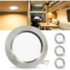 Laiebri Set di 3 Faretti LED da Incasso per Mobili 12V, 3000K Caldo 3.5W 330LM Alluminio Faretto da Incasso Dimmerabili, IP44 Faretti LED Soffitto Foro 55-58mm per Camper Barca, Nichel
