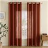 EMEMA Lino Tende con Occhielli 2P Rosso mattone per Interni 175Ax140Lcm | Tende Lino Trasparente Tende Moderne a Vela per Porte Balcone Adatte per Soggiorno Camera da Letto
