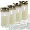 Candelo Set di 4 candele funerali con coperchio, colore bianco, 54 ore, candela commemorativa per cimitero, candela cimitero