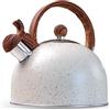 La Moustache - Bollitore da Fornello 2,5L con Fischio di Segnalazione, Bollitore Retrò per Acqua in Acciaio Inossidabile, BPA Free, Leggero, Manico Ergonomico, Adatto a Tutti i Tipi di Cucine (Beige)