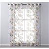 GIVBRO Tende trasparenti con occhielli, motivo peonia, in voile, tende trasparenti per porte e finestre, per casa, giallo, 100 x 200 cm