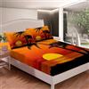 Generic Lenzuola Matrimoniale 180x200x30 cm Palme Tropicali, 3D Vista Sul Mare Al Tramonto Lenzuolo con Angoli, Lenzuola Letto Coprimaterasso Microfibra Morbido e 2 Federe 50x80 cm ZL1434