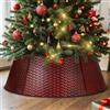 Lanpn Metallo Collana Albero di Natale 50cm, Gonne Albero di Natale Christmas Tree Collar Per Piccolo Mini S Alberi Artificiali Interno Esterno - Decorazioni Natalizie (Rosso, Tessitura Orizzontale)