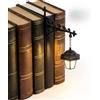 Generic Lanterna per biblioteca, illuminazione decorativa per libreria, mini lampada da strada, lampada da angolo per libri, luci per libri da lettura, luci per libri da biblioteca, luce vintage in legno