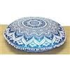 AVA Collections Federa per cuscino da pavimento con mandala, grande, 81,3 cm, per meditazione, stile hippie, rotonda, colorata, decorativa, bohémien, chic, indiano, ottomana, fatta a mano, solo fodera (blu sfumato)