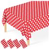 JCTHKUKU 4 tovaglie rosse a pois con Topolino e Minnie, in plastica, usa e getta, per esterni, compleanni, rivelazioni di genere, baby e addio al nubilato, decorazione per feste, 137,2 x 274,3 cm