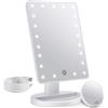 FASCINATE Specchio cosmetico con luci e ingrandimento 10x staccabile, 21 luci a LED, sensore touch dimmerabile regolabile, doppia alimentazione, rotazione a 180°, specchio cosmetico portatile (bianco)