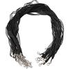 Craftdady 10 fili di nastro in organza nero cerato con 3 anelli, corda in finta pelle, chiusura a moschettone, estensore per la realizzazione di collane, 43 cm
