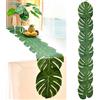 CATASTRBT Runner Tavola Foglie Tropicali Finte 28 x 178 cm Verde Runner da Tavolo Foglie Monstera Artificiale per Feste Hawaiane, Festa nella Giungla, Compleanno, Matrimoni