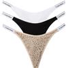 Calvin Klein Donna Perizomi Confezione da 3 Dipped Thong con Fascia con Logo, Multicolore (Black/Classic White/Animal Mirror), L